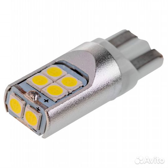 Лампа светодиодная T10 (W5W) 12-24V 10 SMD диодов биполярная с обманкойм S08202092