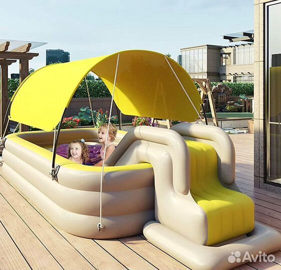 Детский надувной бассейн - с горкой