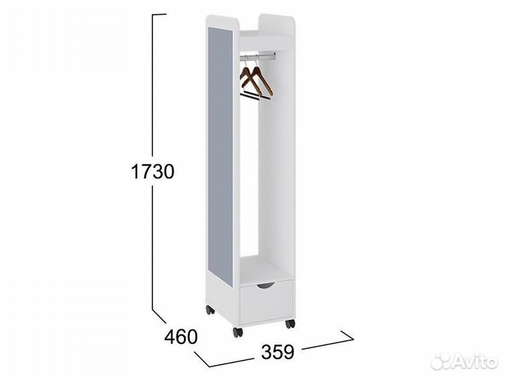 Вешалка напольная на колесиках с зеркалом 