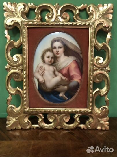 Антикварная плакетка «Сикстинская Мадонна»