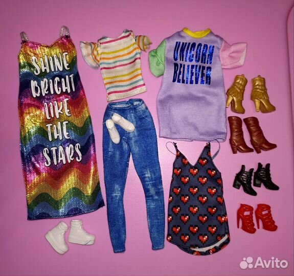 Платье, обувь, шуба для барби и кена