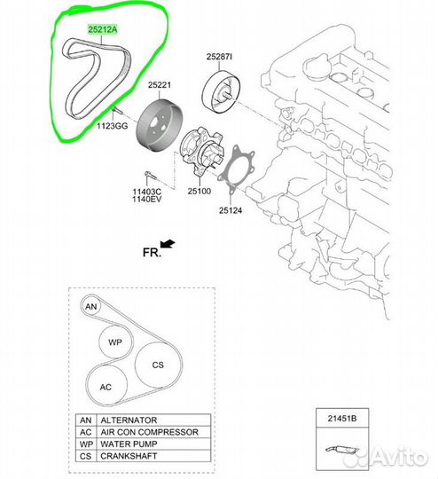 Ремень поликлиновый Kia Cerato BD G4FG MH717268