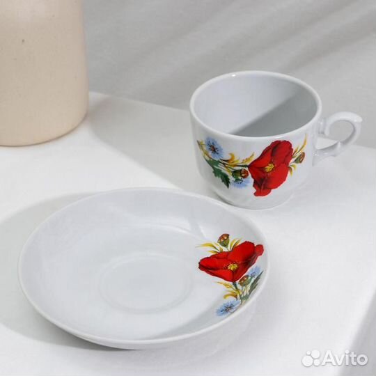 Сервиз чайный «Маки красные», 20 предметов: чайник