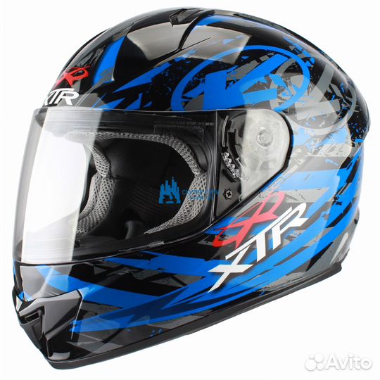 Шлем интеграл XTR ST-11126 FFE1 blue/gray W.silver