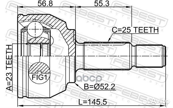 Шрус внешний 23X52.2X25 ford focus AU 2008-2011
