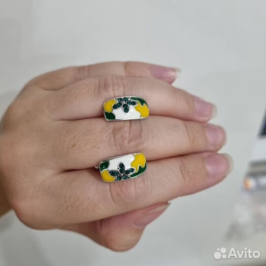 Серьги посеребрение эмаль