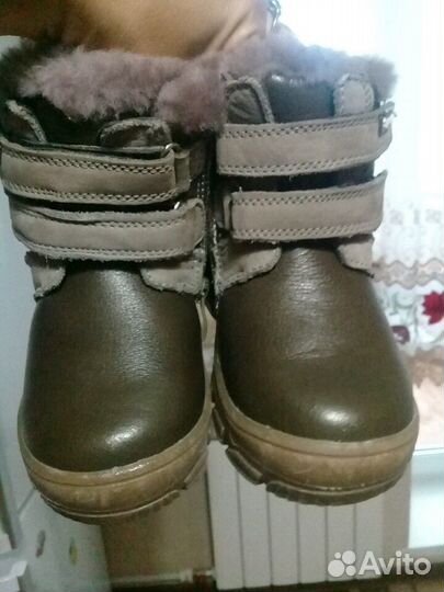 Зимние ботинки,нат.кожа, нат. мех 23р одеты 1разв