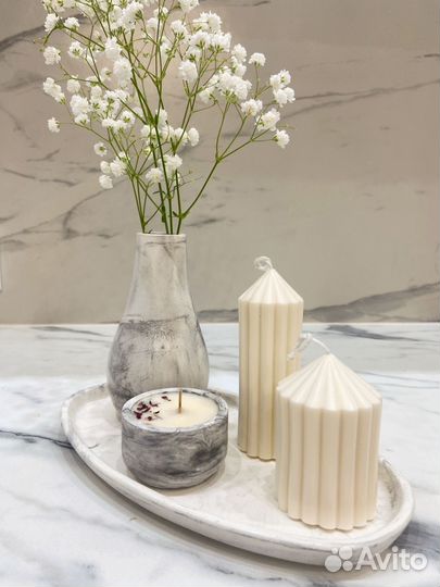 Наборы из гипса, свечи, вазы, шкатулки