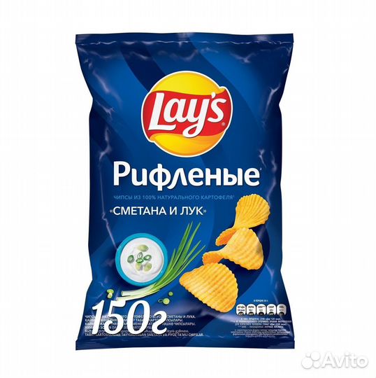 Чипсы LAY'S Рифленые Сметана и Лук 140г