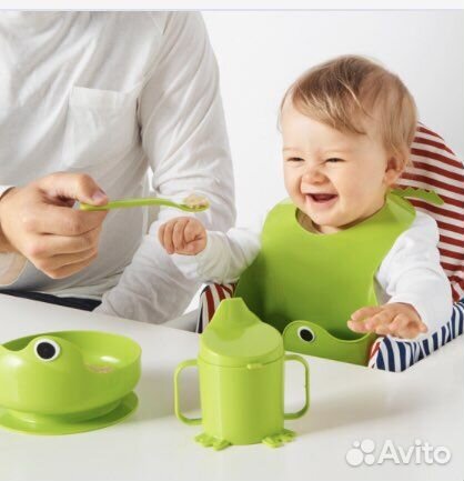 Набор детской посуды 4 предмета IKEA, зеленый