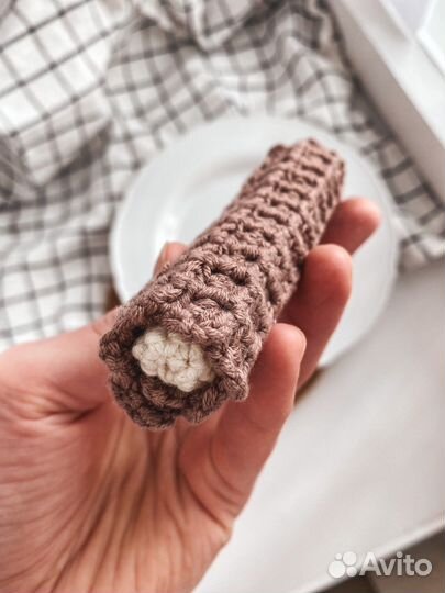 Вязаная еда сладости пельмени вареники макароны