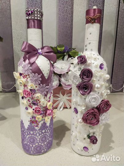 Букеты, оформление бутылок итд