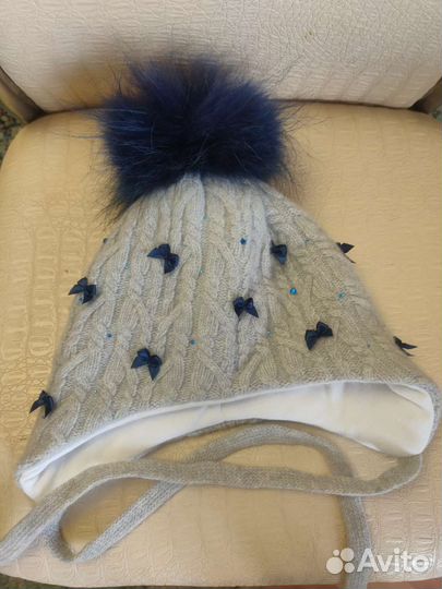 Зимние шапки для девочки 50-52 р