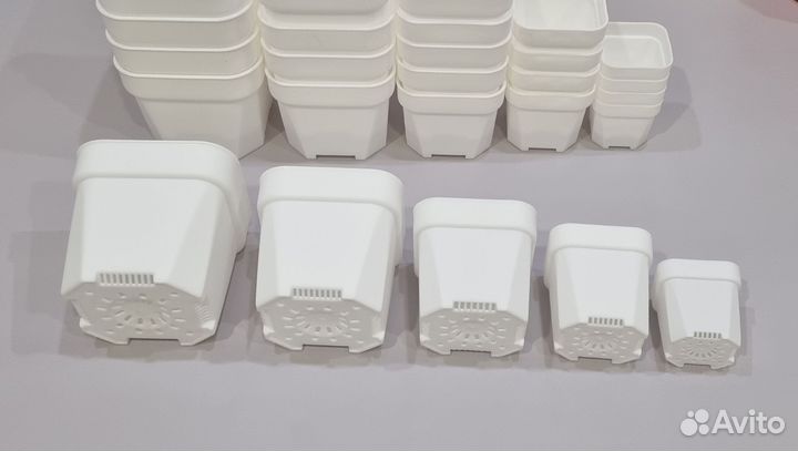 Белые квадратные горшки для кактусов, суккулентов