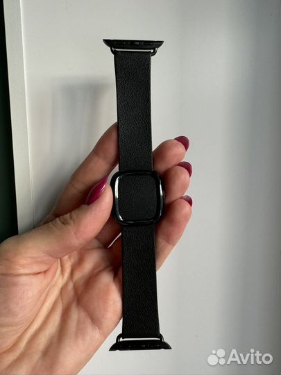 Кожаный ремешок для apple watch black L