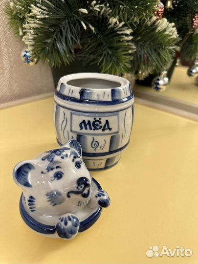 Бочонок «Мед» (гжель)