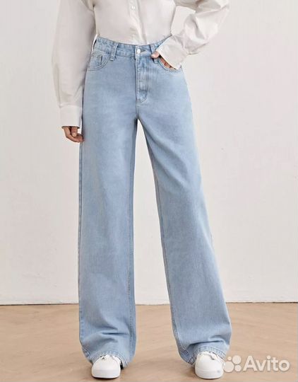 Джинсы широкие голубые