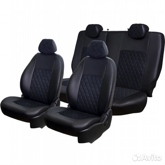 Чехлы Kia Cerato 04-08 чёрный ромб комбинированные