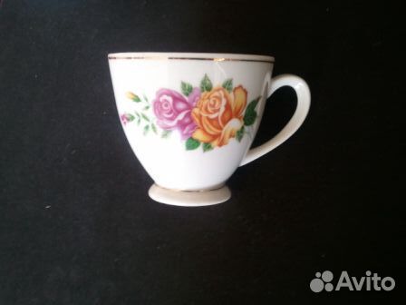 6 чайных, кофейных пар Костяной Фарфор старый Кита