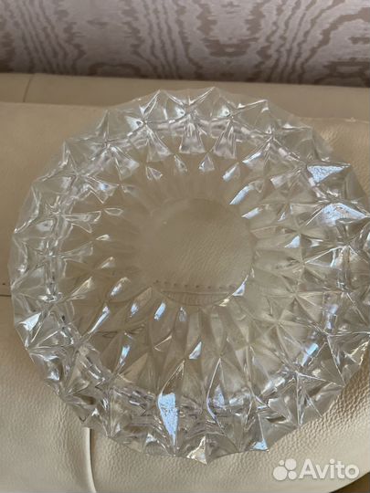 Хрустальная пепельница 18 см СССР 1 оскол