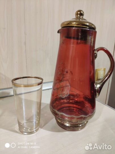 Кувшин рубиновое стекло СССР