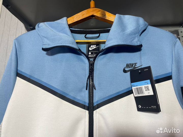 Зип Худи Nike Tech Fleece голубая в наличии