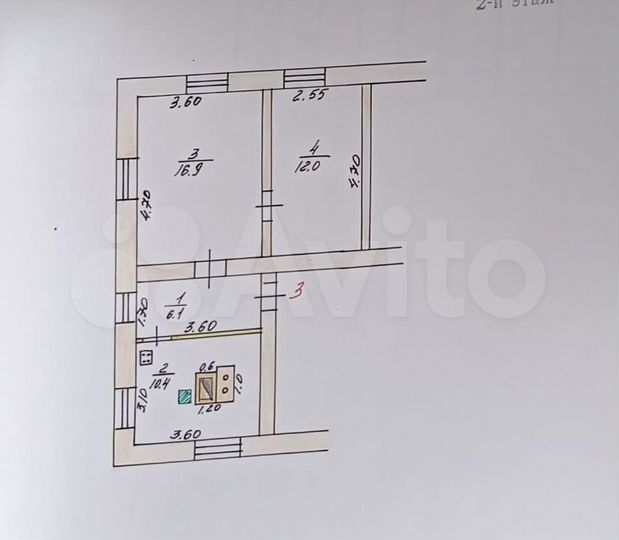 2-к. квартира, 45,4 м², 2/2 эт.