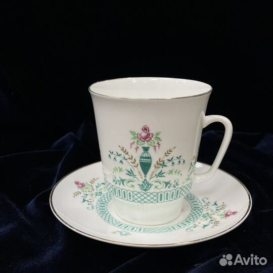 Кофейная чайная пара Роза лфз деколь СССР (сзр)