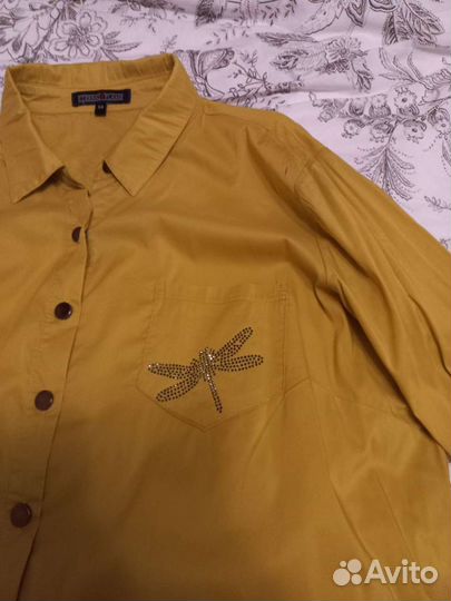 Платье рубашка 56 размера нежно горчичного цвета