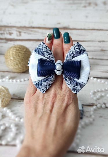 Бантики резинки для волос нарядные ручной работы