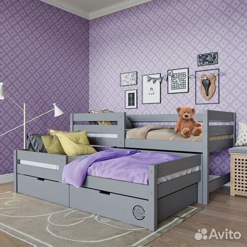 Кроватка с доп. местом матрешка из массива от 2х л