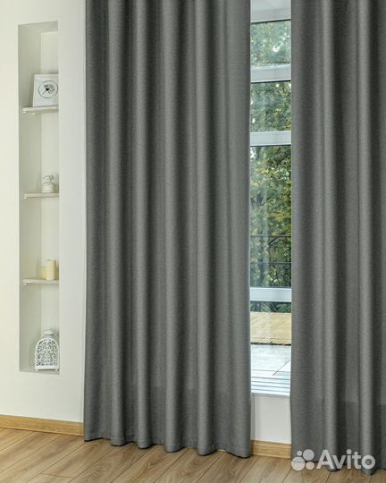 Шторы рогожка Орфей серебро новые на окна пошив