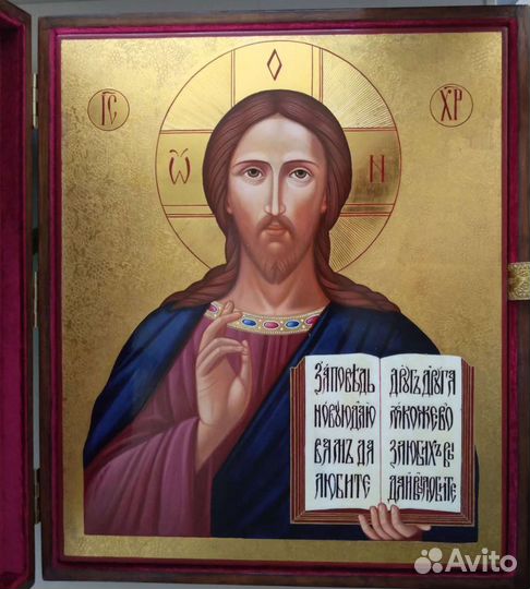 Иконы венчальная пара,рукописные Господь, Богороди