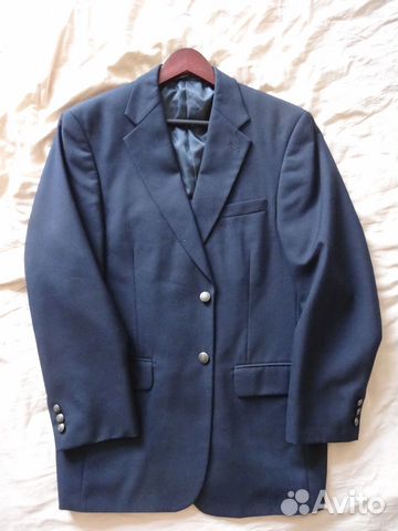 Пиджак синий, новый, тёплый, 65полиэ/35шерсть