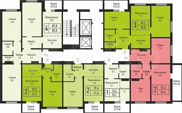 2-к. квартира, 56,4 м², 1/16 эт.