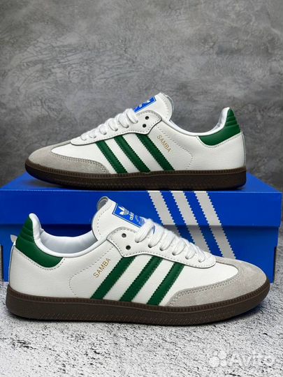 Кроссовки Adidas Samba White Green (36-45)