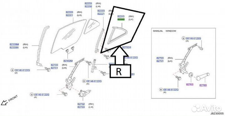 Уплотнительная резинка задняя правая Nissan Almera