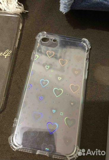 Чехол 7/8/SE2 shein с голографическими сердечками