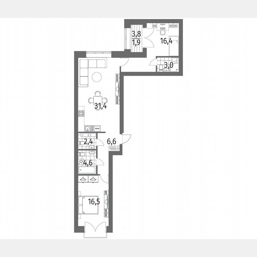 2-к. квартира, 82,8 м², 13/13 эт.