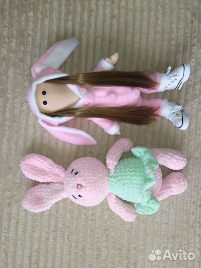 Вязаные игрушки амигуруми заяц кукла на заказ