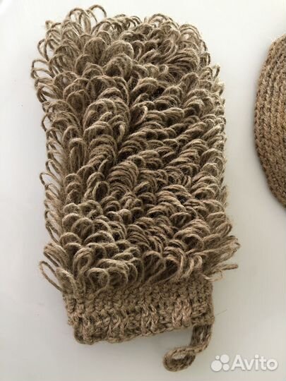 Шапка для бани, мочалка-рукавица - набор