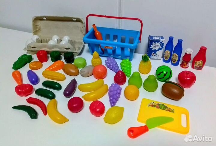 Кухня и Супермаркет. Касса Тележка Продукты Посуда