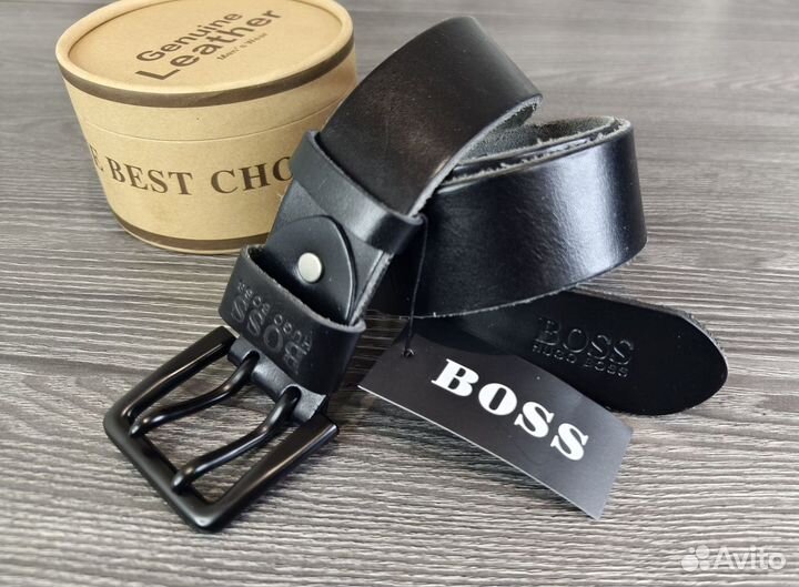 Кожаный ремень Boss jeans 45мм black новый