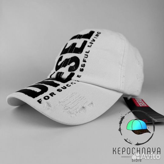 Бейсболка Diesel Джинс белая Унисекс