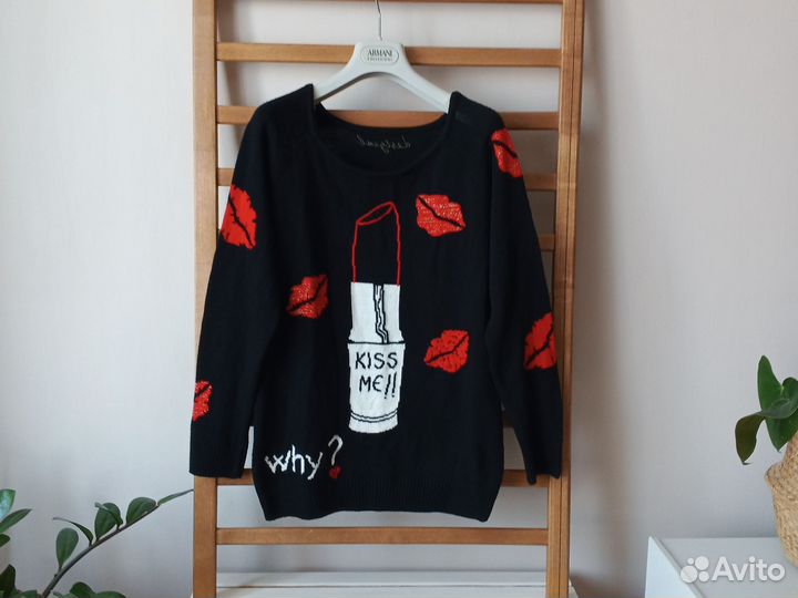 Джемпер с рисунком Помада и поцелуй Desigual L