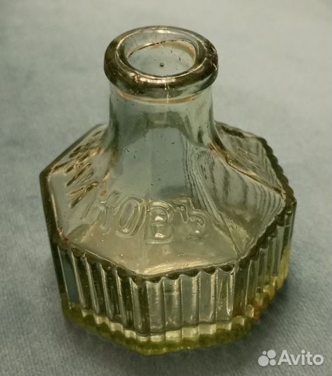 Стеклянная чернильница П.Е.Луковников. Отличная