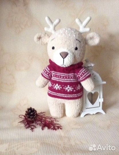 Мишка и олень плюшевые вязаные