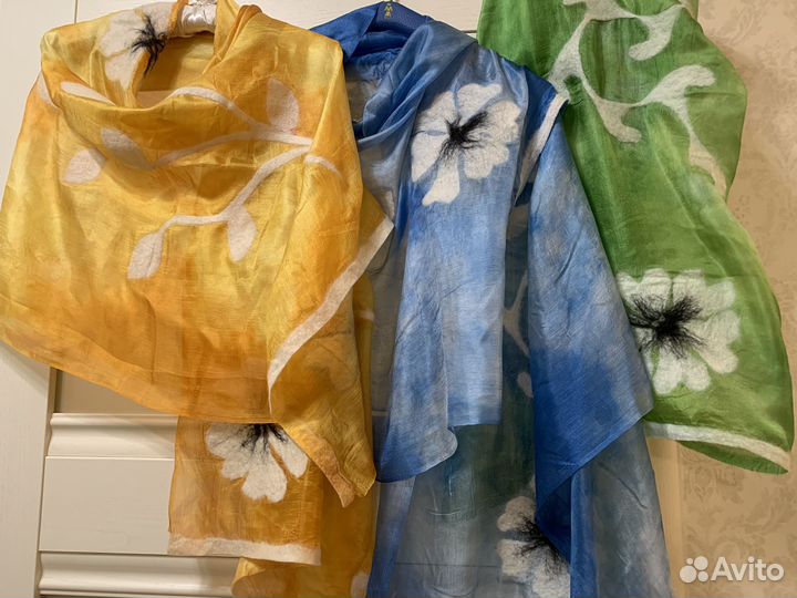 Палантины шелк с валяной шерстью мериноса