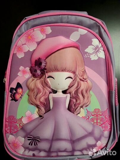 Школьный 3D рюкзак Девочка Сиреневая