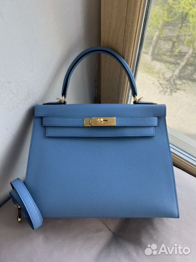 Сумка Hermes Kelly 28 epsom blue paradise